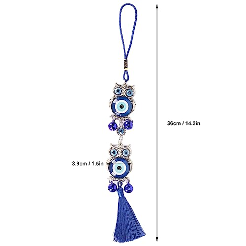 Espelho de Carro Decoração Pingente Coruja Aparência Atrair Riqueza Amuleto Liga de Ferro Esmalte Az