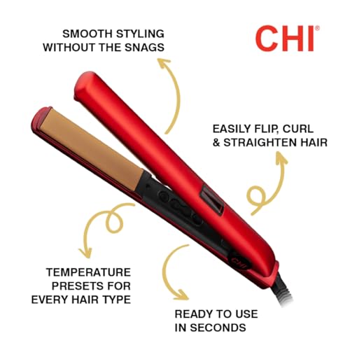 Image of CHI Original 1 inch Digital Ceramic Hair Straightener, Hair Styling Iron, Provides Smooth, Shiny Results, Even Heat for Less Damage, Midnight Matte Black
