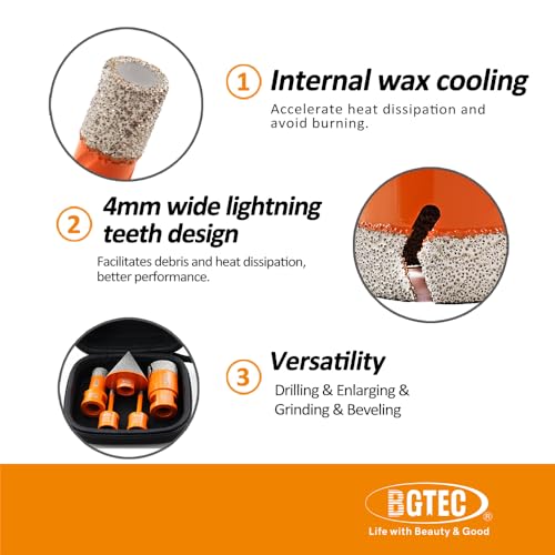 Image of Diamond Core Drill Bit Kit BGTEC Diamond Hole Saw Tile Cutter for Porcelain Tile Ceramic Marble Brick, 5 /8 inch-11 Thread 6 /6 /20 /35mm+50mm Chamfer Bit