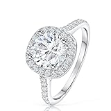 AoJun 14K Gold Vermeil S925 Sterling Silver Cut Cubic Zirconia CZ Promise Halo Engagement Promise Eternity Ring Wedding Bands for Women (Silver, 7)