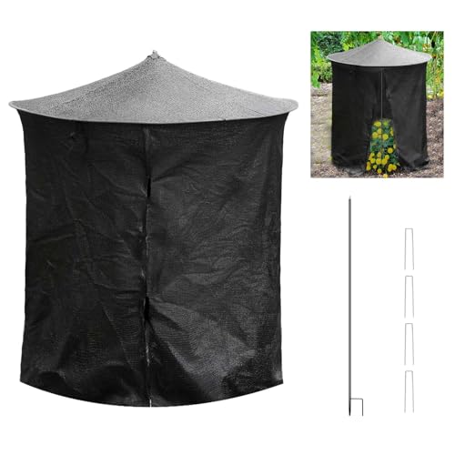 3x3ft Shade Cover for Round Raised Garden Bed, 70% UV Resisitant Sun Shade Plant Protector Black Garden Shade Cloth Sun Blocker with Stakes for Outdoor Vegetables, Flowers, Plants Heat Protection