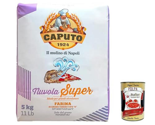 Italian Gourmet bundle für Pizzaliebhaber Caputo Nuvola Super 5kg Mehl Tipo 0 ideale für hohe Hydration & große Alveolen + Italian Gourmet polpa Profiqualität aus Neapel