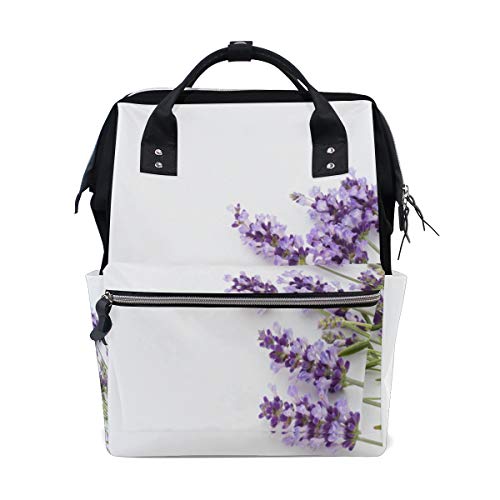 Lila Bund Lavendel Blumen Blossom große Kapazität Windel Taschen Mummy Rucksack Multi Funktionen Wickeltasche Tasche Tote Handtasche für Kinder Baby