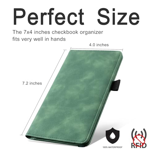 Image of CoBak Premium Leather Checkbook Cover - RFID Blocking, Classic Design, Slim & Durable - Perfect for Personal & Business Checks