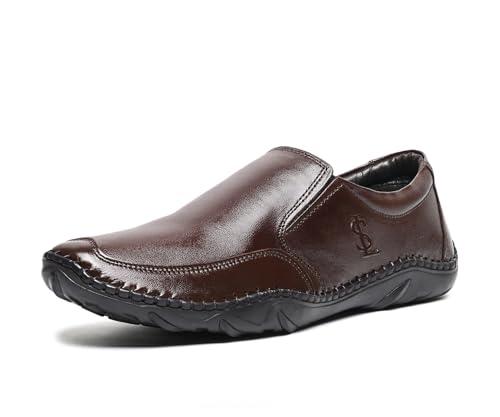 Image of LOUIS STITCH Genuine Leather Formal Slip On Shoes for Men | Ultra Lightweight and Flexible Rubber Sole Men's Slipon Loafer Shoes | LSAXSO |