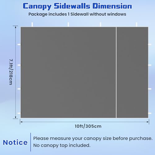 10x10 Canopy Sidewalls, 3Pcs Canopy Sidewalls, UV Protection, Waterproof, Zipper Sidewall for 10x10 Pop Up Canopy Tent, Outdoor Events, Vendor Booths, Canopy Accessories (Grey, 3 Pcs) by Kweetle - Used condition - Image 7