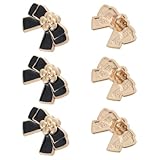 RUNROTOO 6 Botones de Lazo Metálicos Medianos en Tono Oro Mate y Negro, Botones Decorativos para Camisas, Suéteres y Cárdigans, Accesorios de Costura Duraderos para Ropa y Manualidades DIY