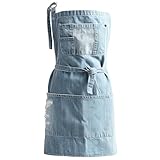 Baiancy Delantal ajustable de algodón con 5 bolsillos para cocinar, para mujeres y hombres, delantal de mezclilla de moda para cafeterías, bares, cocinas