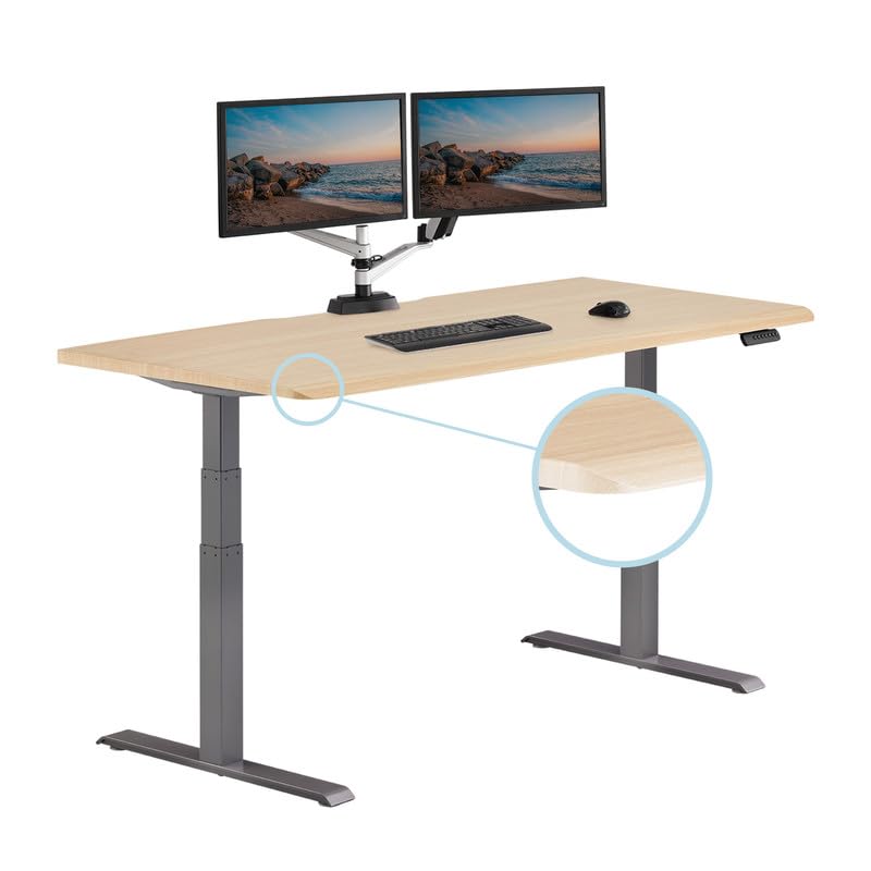 Vari ComfortEdge 72x30 Inch Electric Standing Desk Height Adjustable Large Office Sit Stand VariDesk with Sloped Edge Memory