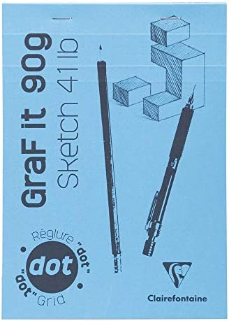 Clairefontaine - Ref 96733C - Graf It White Glued Sketch Pad (80 Sheets) - A6 Size, 90gsm Drawing Paper, Turquoise Cover, Microperforated Sheets, Top Glued