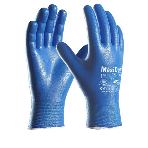 ATG 12 Stück MaxiDex® 19-007, Hybrid-Handschuhe, Packung, blau, 9/L