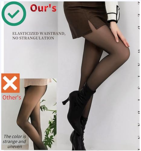 Arkim Fleece Lined Tights S/M/L Crotch 1 Seam Line True Translucent Thermal Tights Winter Leggings Pantyhose Sheer Tights3