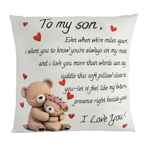 to My Son Throw Pillow Cover - 18x18in Cushion Case, Machine Washable & Easy Care, Ideal for Sofa Binge-Watching & Bedside Reading, Adds Warmth to His Daily Life, Fits Bedroom/Living Room Decor