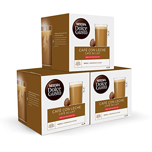 Nescafé Dolce Gusto Café con leche descafeinado, Pack de 3 x 16...