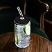 20 Pack Drinking Glass Cups with Acrylic Lids and Glass Straws 16oz Clear Glass Tumblers Can Shaped Iced Coffee Cups Drinking Glasses, Cute Glass Cups for Tea Beer Soda Smoothie Whiskey Gift