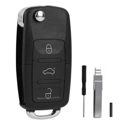 Coque de Clé 3 Bouton pour VW Golf Boîtier Clé Voiture avec Clef Brute et Tournevis TéLéCommande pour Volkswagen MK4 Polo Passat Skoda Seat Bora Touran...