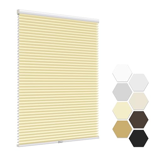 LazBlinds No Tools No Drill Cordless Cellular Shades, Blackout Honeycomb Shades Room Darkening Pleated Blinds for Window Size 39" W x 72" H, Black by LazBlinds - Used condition - US$22.52