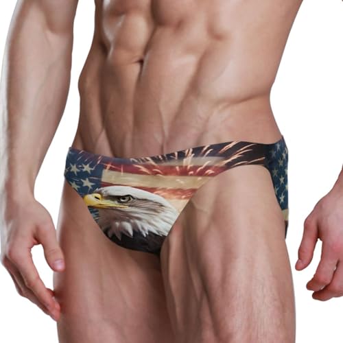 4th of July American Flag Eagle Men's Swimwear Sexy Bikini Solid Siwmming Briefs 208507404