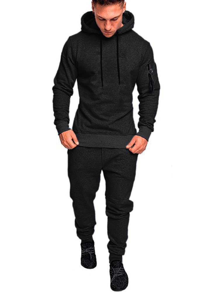 Mens Sweatsuits Set 2 Piece Hoodie Outfit Jogging Tracksuits for Men Casual Athletic Long Sleeve Pullover Suit Set