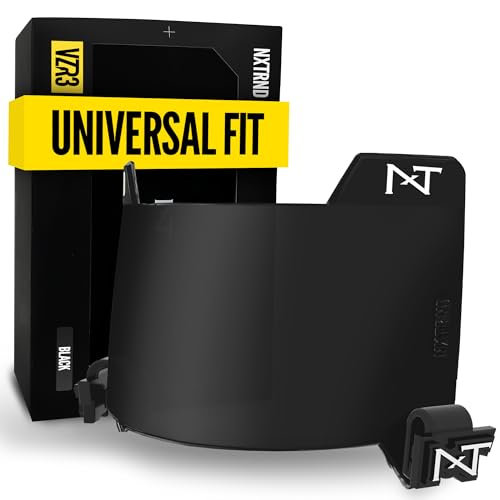 Nxtrnd VZR3 Gebogenes Fußballvisier, Professionelles Fußballhelmvisier, inklusive Visierclips, Aufkleberpaket und Reinigungstuch (Schwarz)