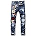 Kdtoll Jeans Uomo Slim Fit Strappati - Pantaloni in Denim Elasticizzato con Effetto Vernice Schizzata, Design Streetwear Ricamati Y2K, Stile Hip-Hop Casual per Outfit alla Moda