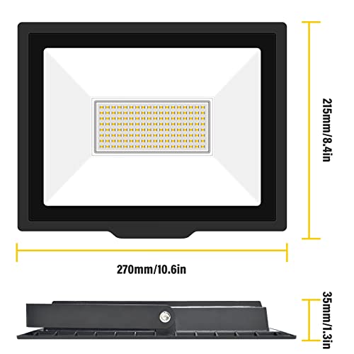 SKYWORLD 2 Pack 100W LED Flood Lights Outdoor, 10000LM 4000K Daylight Warm White - Image 2