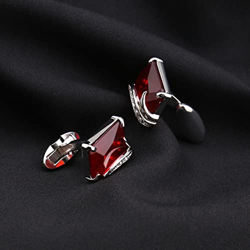 Par de mancuernas clásicas con cristal rojo para camisa miniatura 6