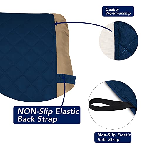Image of PureFit Reversible Quilted Oversized Recliner Sofa Cover, Water Resistant Furniture Protector, Washable Couch Cover with Elastic Straps for Kids, Pets (Small, Navy /Navy)
