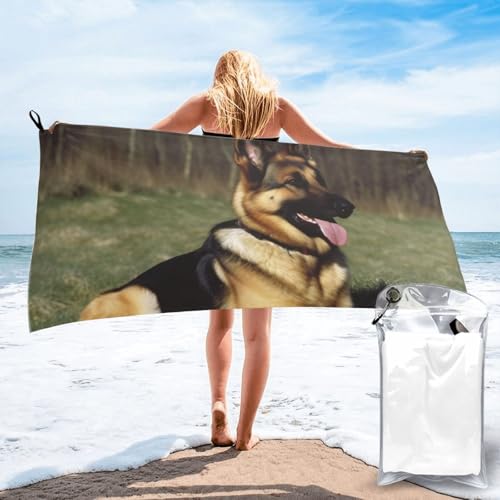 FCTVASDM Toalla de playa de microfibra de 27.5 x 55 pulgadas, toalla de secado rápido, manta de playa sin arena, toallas de camping de gran tamaño, toallas de baño de perro pastor alemán, toallas de