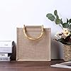 JTKSSCS Sac Toile De Jute Femmes Toile de Jute Sac fourre-Tout rétro Plage Sac à Main poignée en Bambou Lin Plage épaule poignée supérieure Sac Mode Sacs à provisions réutilisables(26x27x10cm) #2