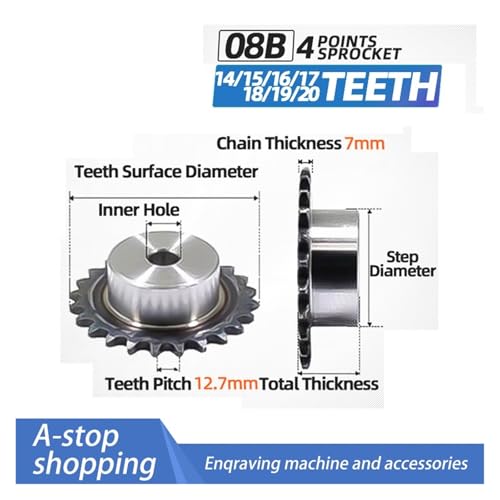 Pignon 08B 18 dents de haute précision avec chaîne de table 12.7mm