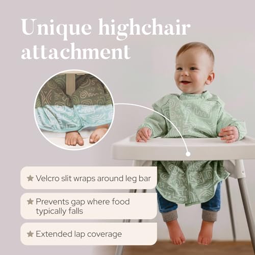 Bibbrella Premium Baby Led Weaning Bib - Full Coverage with Lap Protection - Water-Resistant Long Sleeve Smock2