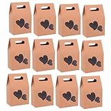 IWOWHERO 24 Piezas Unidades Bolsas Kraft con Ventana Corazón Bolsa Papel para Regalos y Snacks y Portátil para Bodas y Cumpleaños