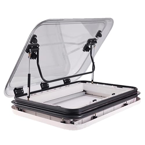 Giuggiolared RV Skylight, Campervan Skylight Roof Vent with LED Light, Aluminum Alloy Skylight, Camper Windows Replacement Skylight with Lamp for RV Caravan Motorhome,500 * 500mm
