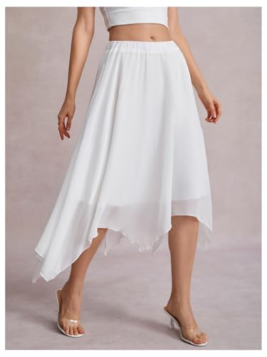 Verdusa Women's Asymmetrical Hem Elastic Waist Chiffon Flowy Long Skirt4