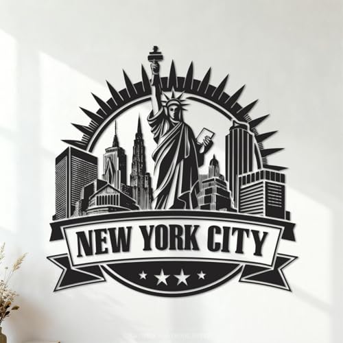 Statue de la Liberté à New York Stickers muraux 42x42cm Multicolore Noir