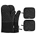 n/a Set Ofenhandschuh und hitzebeständiger Topfhalter -Pad -Schutzofenhandschuhe Die Ware for die Küche (Color : Black, Size : One size)