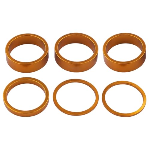 Tuulizz Headset Spacer for Bicycle, 4 Sizes Road Bicycle Stem Headset Spacers Kit for 1-1/8 Inch Stem, 2mm 3mm 5mm 10mm(Gold)