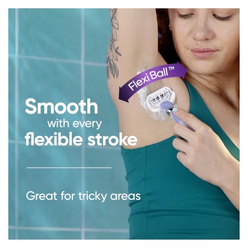 Gillette Venus Razor for Women, Extra Smooth Contour, Includes 1 Reusable Razor Handle + 4 Count 5-Bladed Razor Refills, with Flexiball Pivoting Handle and Shower Holder - image 3