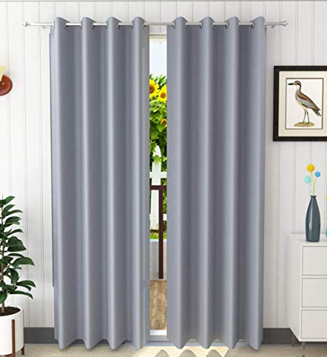 Image of Premium Blackout Solid Curtain for Home 100% Opaque Curtains for Window 5 Feet,Pack of 3,Grey