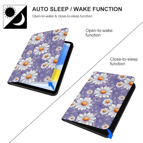 Slim tablet cover compatible iPad A16 11" violet daisy imprimé