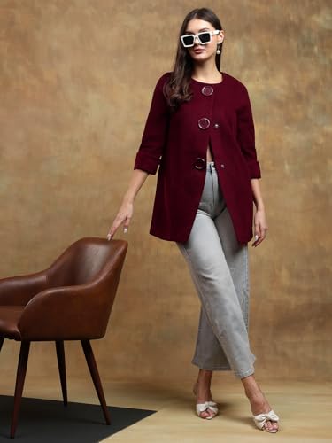 Image of KOTTY Womens Cotton Blend Standard Length Elegant Style Coat - Classic Style with Modern Detailing