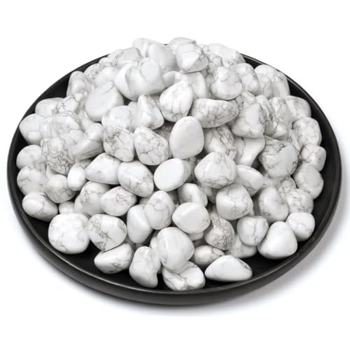 Image of Polished Howlite Crystal Bulk - 0.5 inch Tumbled Stone Chips Rocks, 10 oz Crushed Sea Glass Vase Filler Small Stones for Healing, Reiki, Crafting, Home Decor