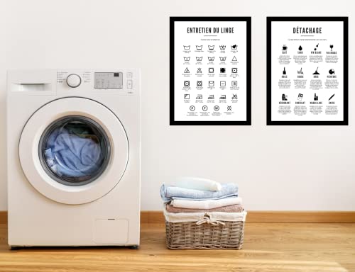 EQUIK PRODUCTS Affiche Buanderie | Décoration Buanderie | Guide Détachant | Poster Lessive, Laverie, Machine à laver | Entretien du Linge (Adieu les Taches, A4) – vue 2