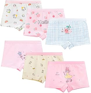 Auranso Girls Boxers Underwear Toddler Girls Pants 6 Pack Cotton Boxer Shorts 3-13 Years Girls Knickers Kids Panties