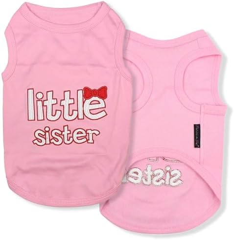 Parisian Pet Dog Cat Clothes Tee Shirts Little Sister T-Shirt, XS