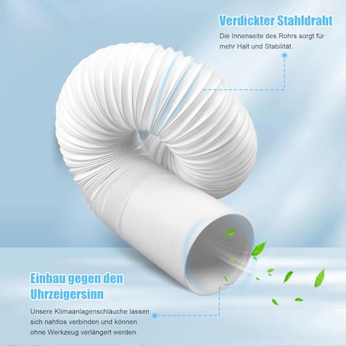 Tuyau climatiseur mobile flexible Ø130mm gaine évacuation universelle sèche-linge 2m - 6