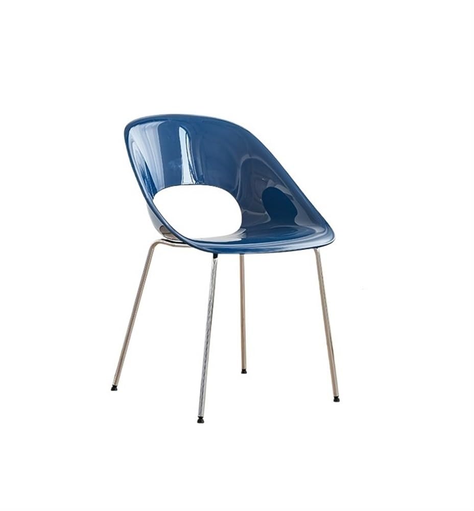 Stool, Modern Mid-Century Dining Chair Plastic for Kitchen with Metal Legs for Living Room Bedroom Vanity(Blue)