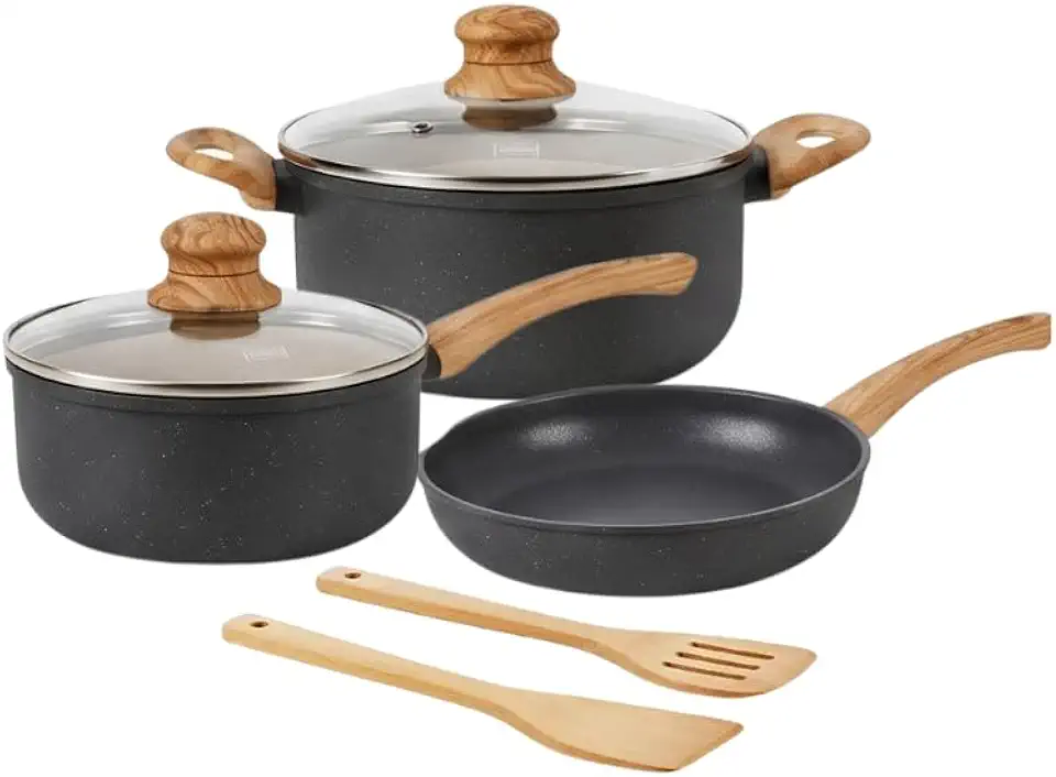 Jogo de Panelas de Indução com Revestimento Cerâmico Antiaderente Tuut Ecoglide 5 Peças Granito