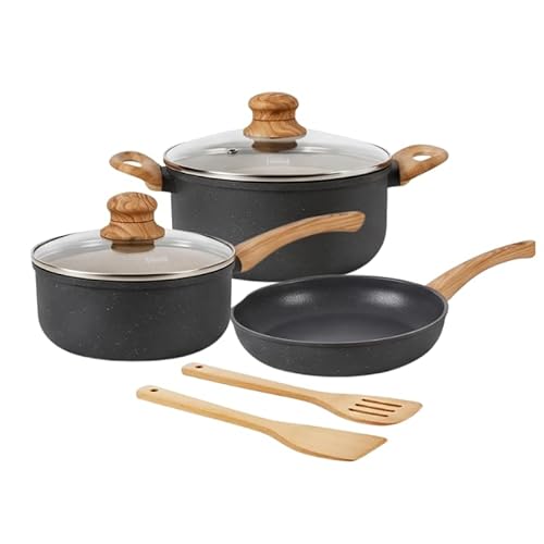 Jogo de Panelas de Indução com Revestimento Cerâmico Antiaderente Tuut Ecoglide 5 Peças Granito